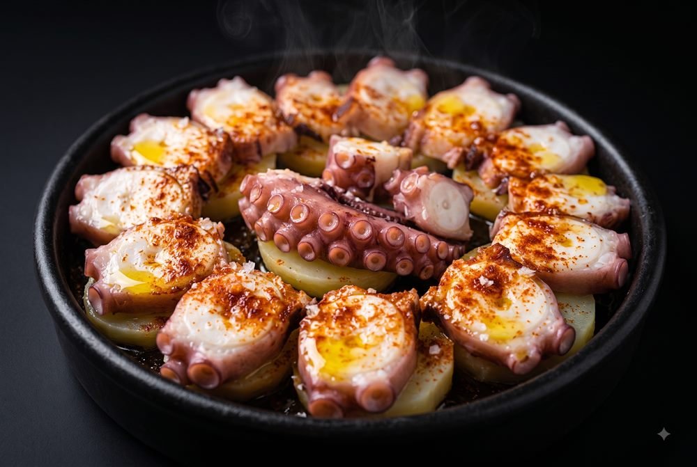 Pulpo a la gallega con pimentón.